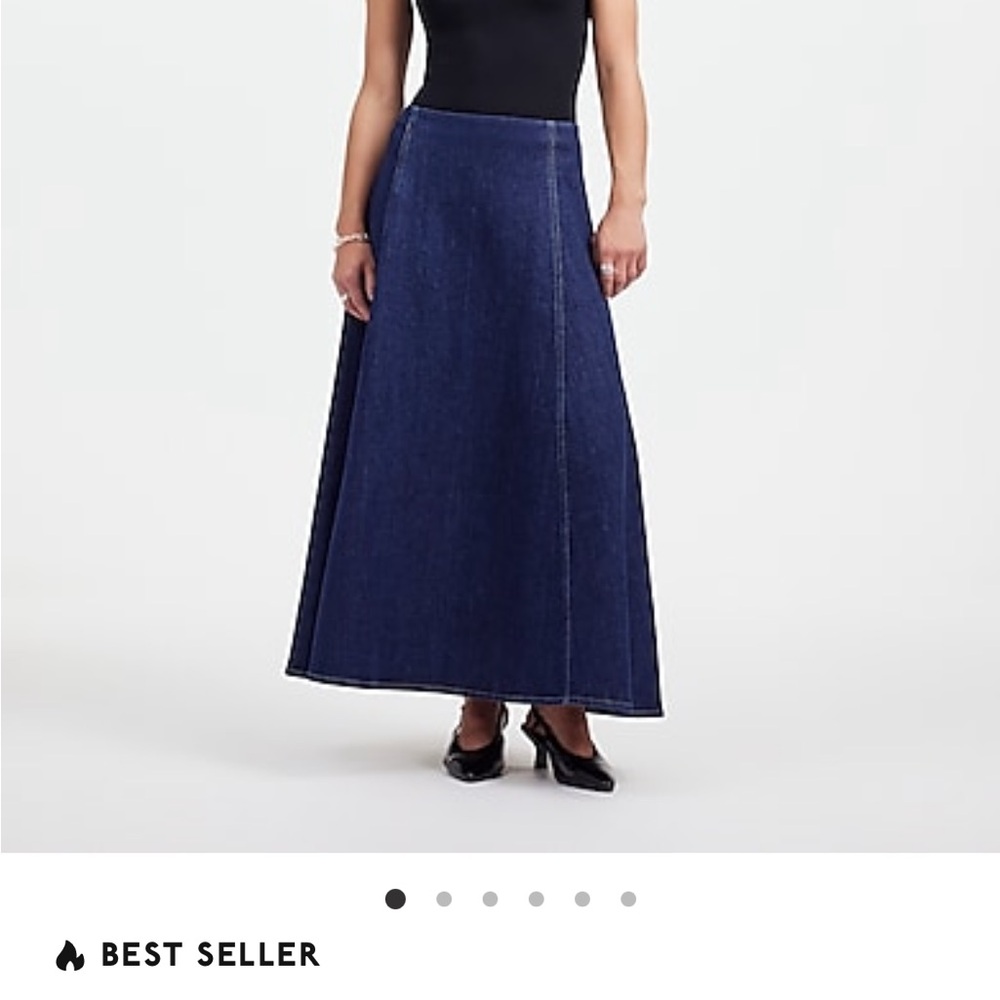 Alexa Chung for Madewell Dark Denim Flare Midi Skirt in Pellison Wash, S…